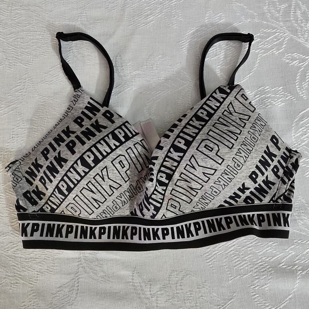 Victoria's Secret Pink Bra Women Wear Everywhere Wireless Lightly Lined Logo 32C
